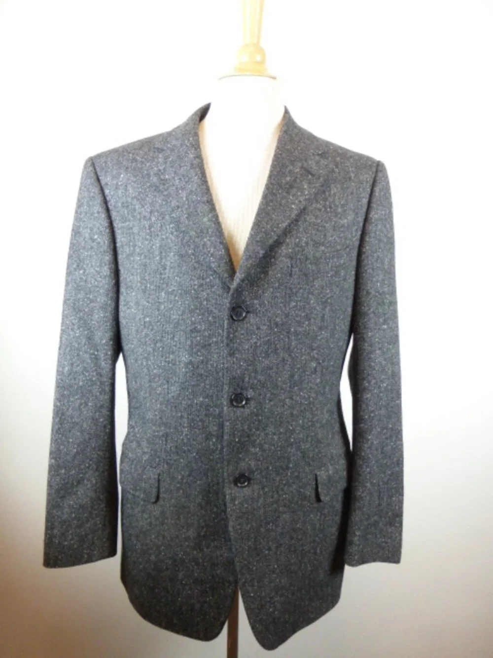Vintage Zegna black tweed blazer i53 40